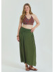 Khaki Plus Size Skirt with Elastic Waist and Drape Detail 4602